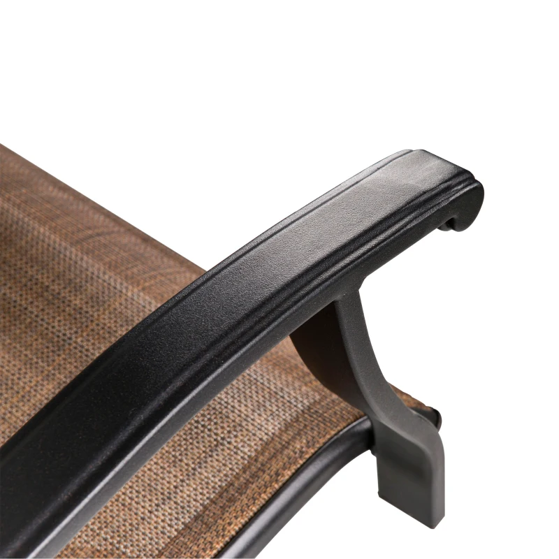 Outsunny 3 Piece Outdoor Patio Bar-Height Bar Set with Comfort Sling Fabric, Steel Frame, & Weather-Fighting, Brown