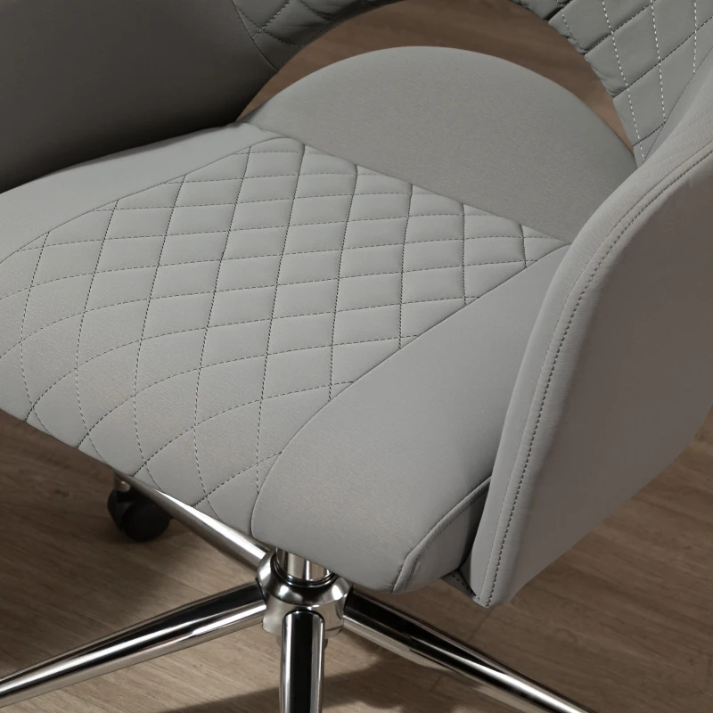Vinsetto Mid Back Home Office Chair, Computer Desk Chair with Adjustable Height and Padded Seat, Grey