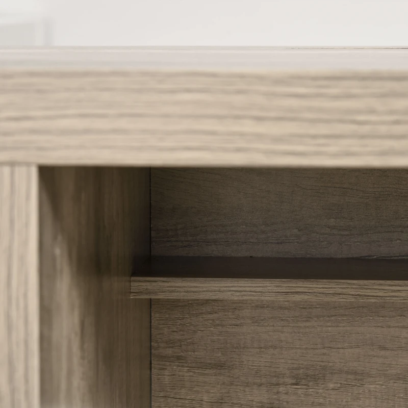 HOMCOM Rectangle Computer Desk with Thick Board and Display Shelves for Home Office Table Workstation, Natural Wood