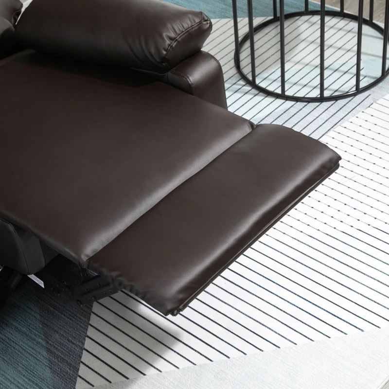 HOMCOM Modern Manual Recliner 2 Seater Sofa Reclining Loveseat with PU Leather Upholstery, Side Handles and Footrest, Brown