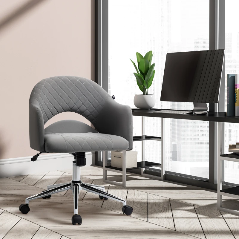 Vinsetto Mid Back Home Office Chair, Computer Desk Chair with Adjustable Height and Padded Seat, Grey