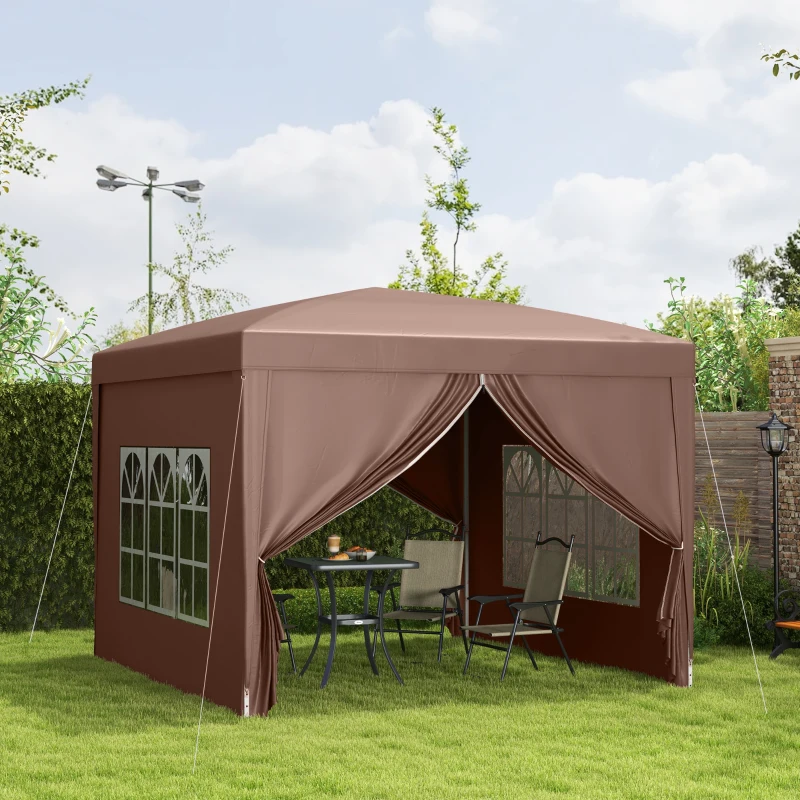 Outsunny 10’ x 10’ Pop Up Gazebo Canopy Party Tent with Sidewalls and Storage Bag