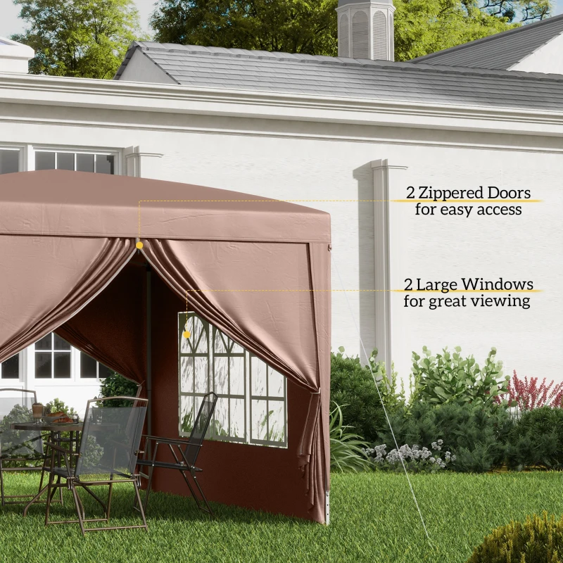 Outsunny 10’ x 10’ Pop Up Gazebo Canopy Party Tent with Sidewalls and Storage Bag