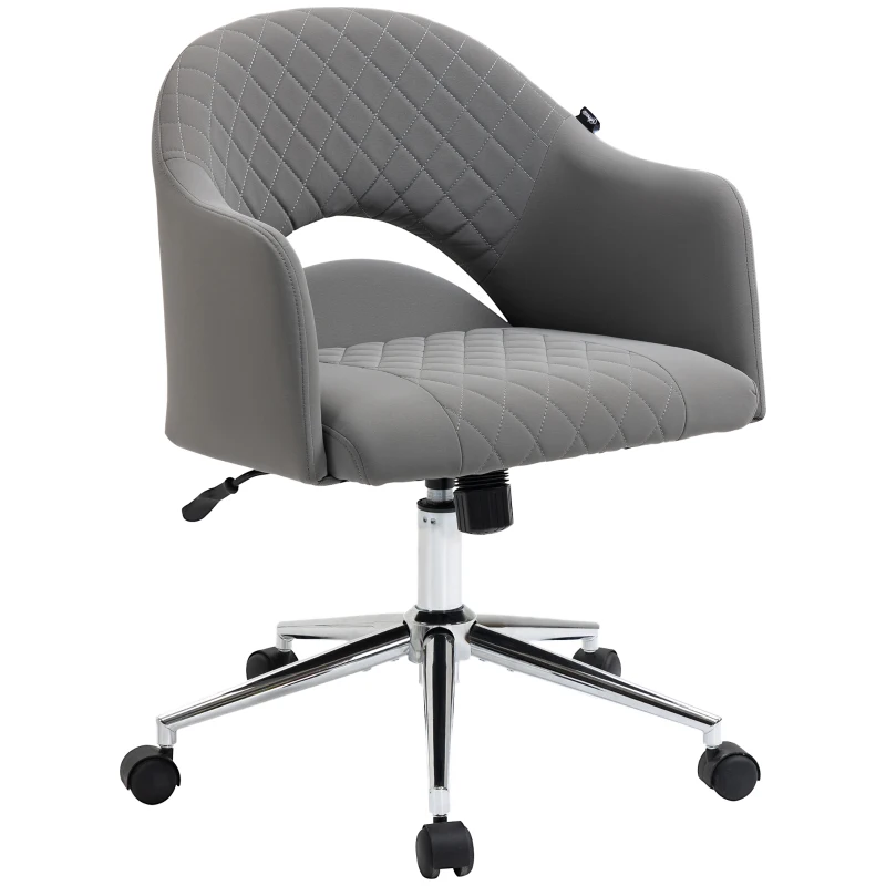 Vinsetto Mid Back Home Office Chair, Computer Desk Chair with Adjustable Height and Padded Seat, Grey