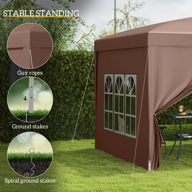 Outsunny 10’ x 10’ Pop Up Gazebo Canopy Party Tent with Sidewalls and Storage Bag
