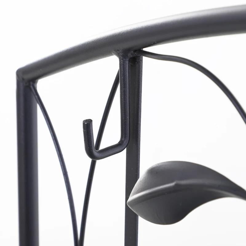 Outsunny Folding Potting Bench Table, Metal Garden Workstation, Work Bench with Build-In Bag with Cover, Hanging Hooks & Storage Shelf