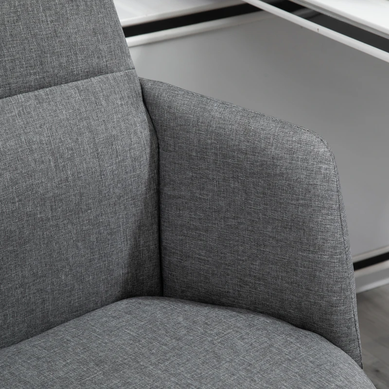 Vinsetto High Back Office Chair Breathable Fabric Computer Home Rocking Seat with Swivel Wheels, and Padded Arms, Grey