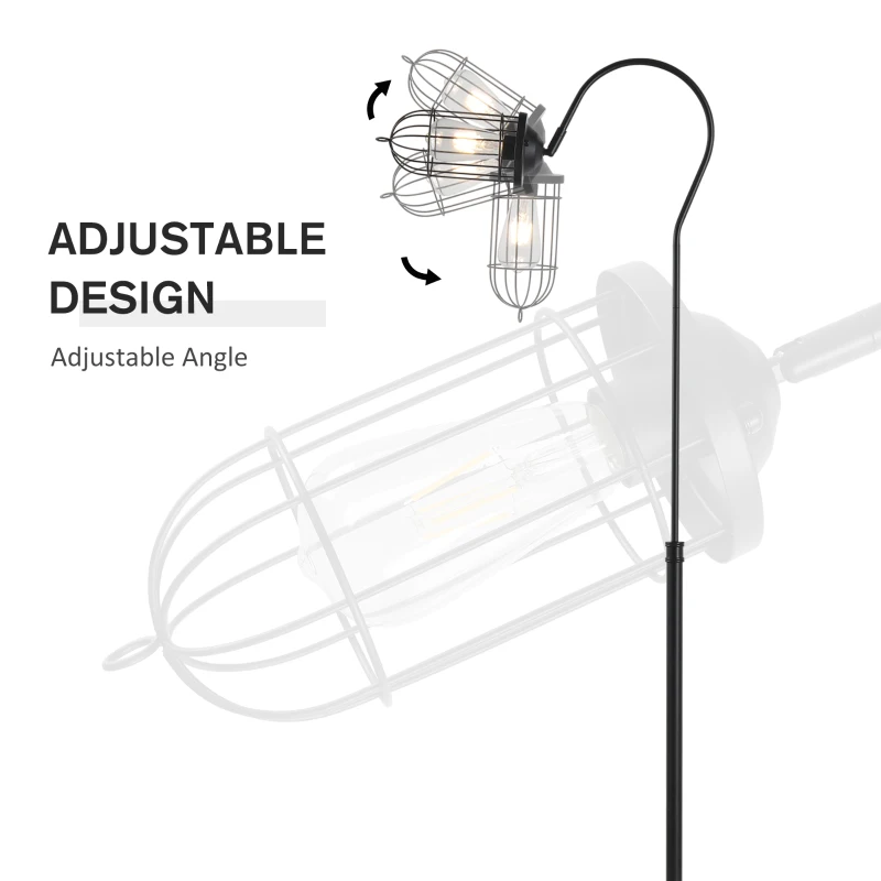 HOMCOM 61.75" Vintage Floor Lamp Standing Lamp With Rotatable Lampshade E26 Socket Pin Steel Living Room, Black