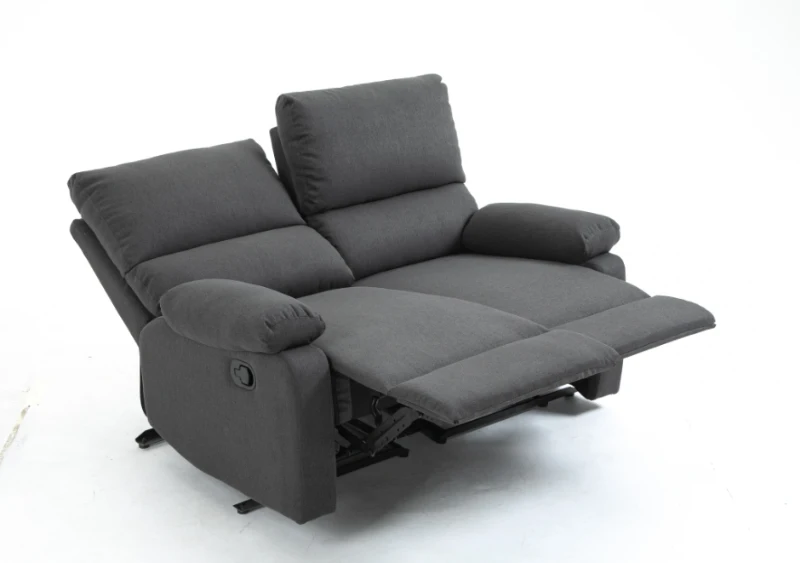 HOMCOM Modern Manual Recliner 2 Seater Sofa Reclining Loveseat with PU Leather Upholstery, Side Handles and Footrest, Brown