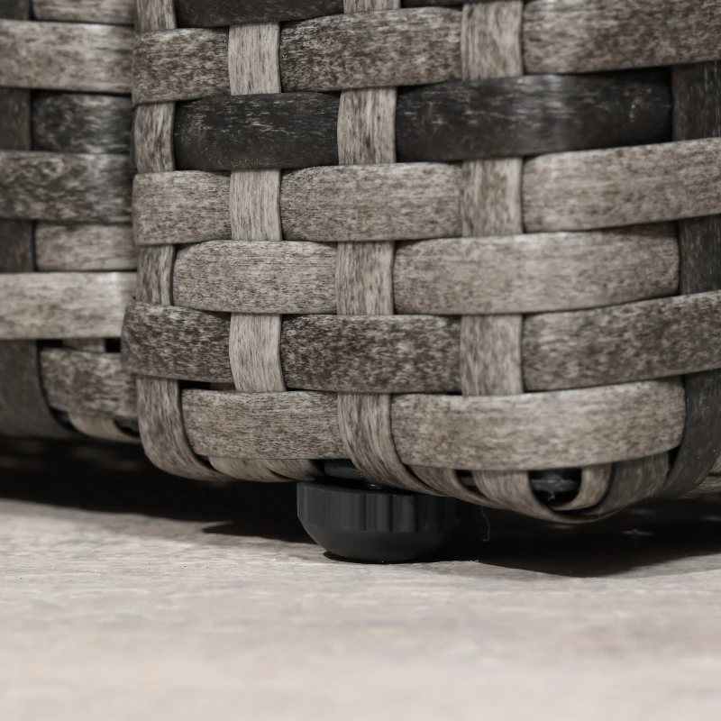 Outsunny 6 Pieces Wicker Patio Furniture Set with Cushions, 7-Seater Rattan Patio Sofa Set with Storage Table, Navy Blue