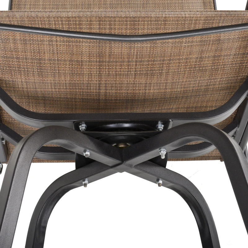 Outsunny 3 Piece Outdoor Patio Bar-Height Bar Set with Comfort Sling Fabric, Steel Frame, & Weather-Fighting, Brown