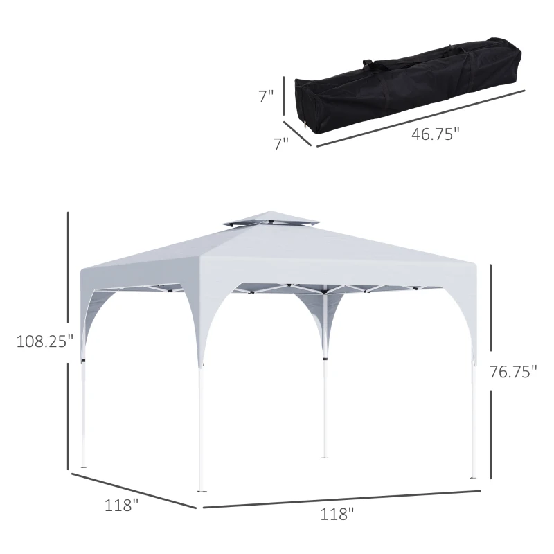 10' x 10' Easy Pop-Up Canopy Party Tent  Canopy Shelter with 2-tier Roof - White