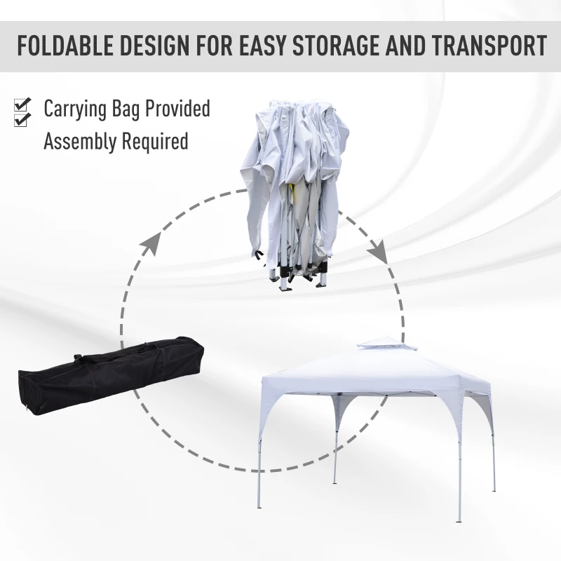 10' x 10' Easy Pop-Up Canopy Party Tent  Canopy Shelter with 2-tier Roof - White