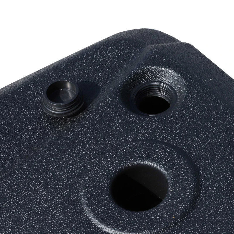 Outsunny Cantilever Offset Umbrella Base Stand Portable Square Parasol Weights with Wheels, 110 lbs Capacity Water or 132 lbs Capacity Water Capacity Sand, Black