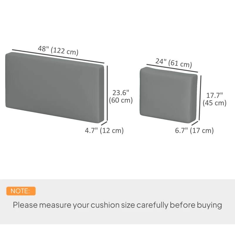Outsunny 2 Seater 5" Thick Outdoor Seat Cushions with 7" Backrest, Loveseat Outdoor Furniture Cushions, Fade-Resistant Replacement Patio Cushions for Indoor Outdoor, Light Grey
