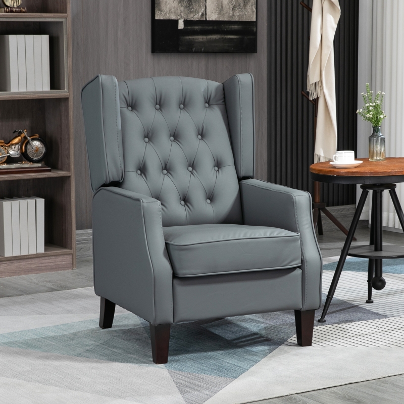 HOMCOM Faux Leather Armchair, Modern Accent Chair with Thick