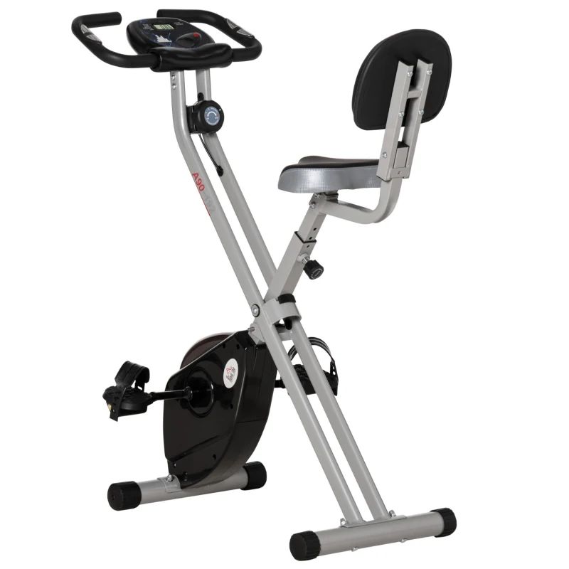 Soozier Foldable Upright Training Exercise Bike Indoor Stationary X Bike with 8 Levels of Magnetic Resistance for Aerobic Exercise, Gray