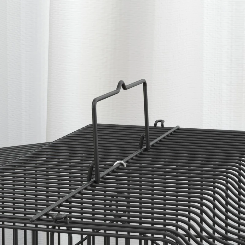 PawHut 23" Bird Cage, Finches Canaries, Parrot Cage with Doors Perches, 2 Feeder Pet Supplies, Black