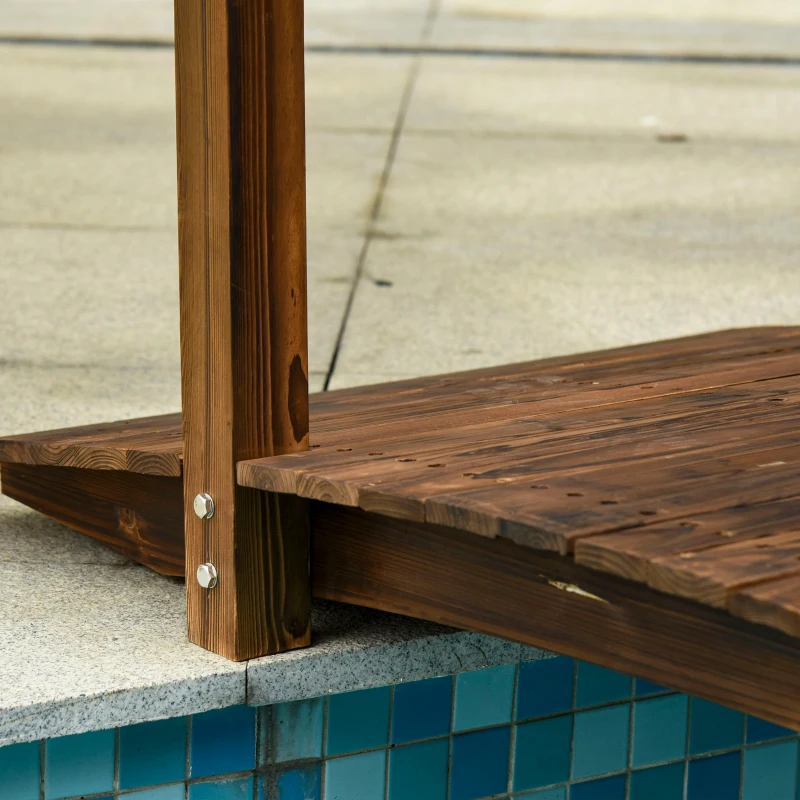 Outsunny 7.5' Fir Wood Garden Bridge Arc Walkway with Side Railings, Perfect for Backyards, Gardens, & Streams, Carbonized