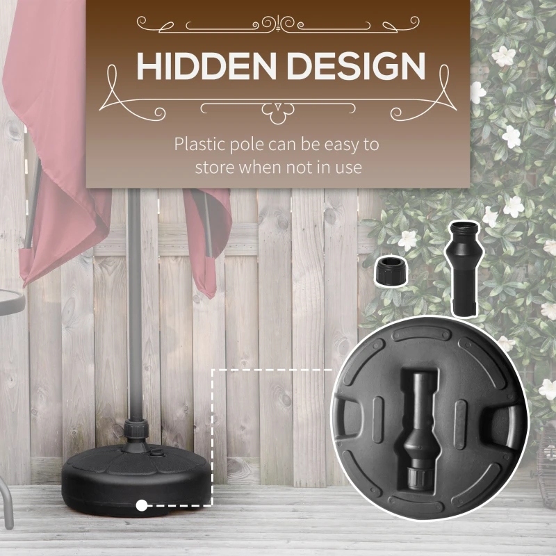 Outsunny Patio Umbrella Base, Round Umbrella Stand, Water or Sand Filled, Garden Umbrella Holder for 1.26", 1.5" Poles, Black