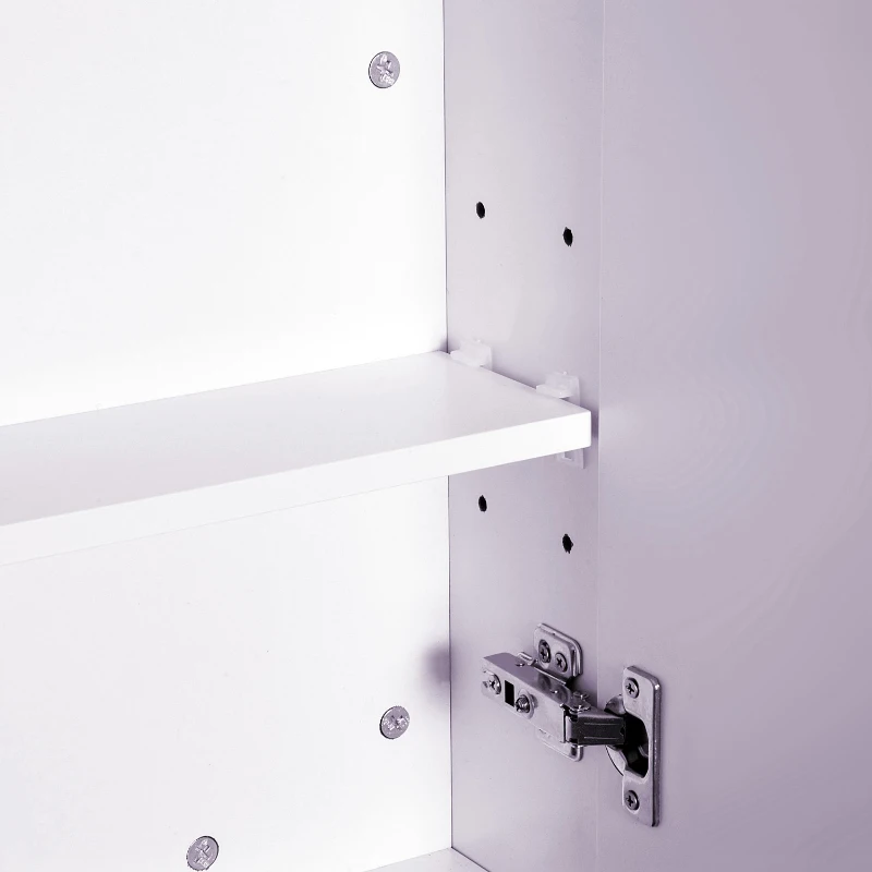 HOMCOM Wall Mount Mirrored Medicine Cabinet, Bathroom Mirror Cabinet with Adjustable Shelf, Double Soft Closing Doors, Light Lilac