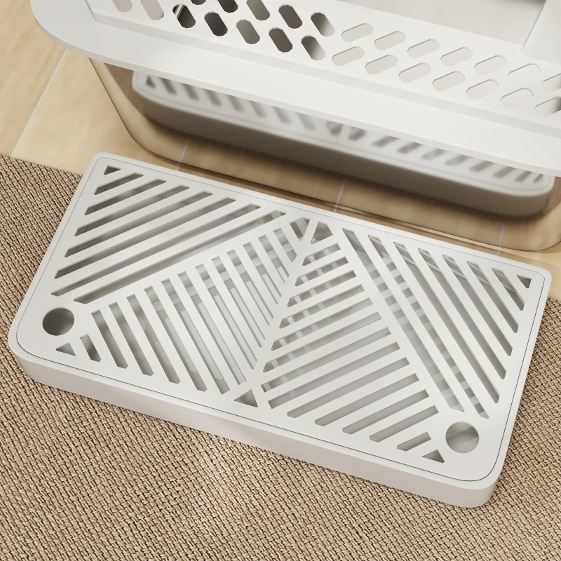 PawHut Stainless Steel Cat Litter Box High Sided with Metal Scoop & Holder, Non-Sticky, Easy to Clean, Anti-Urine Leakage