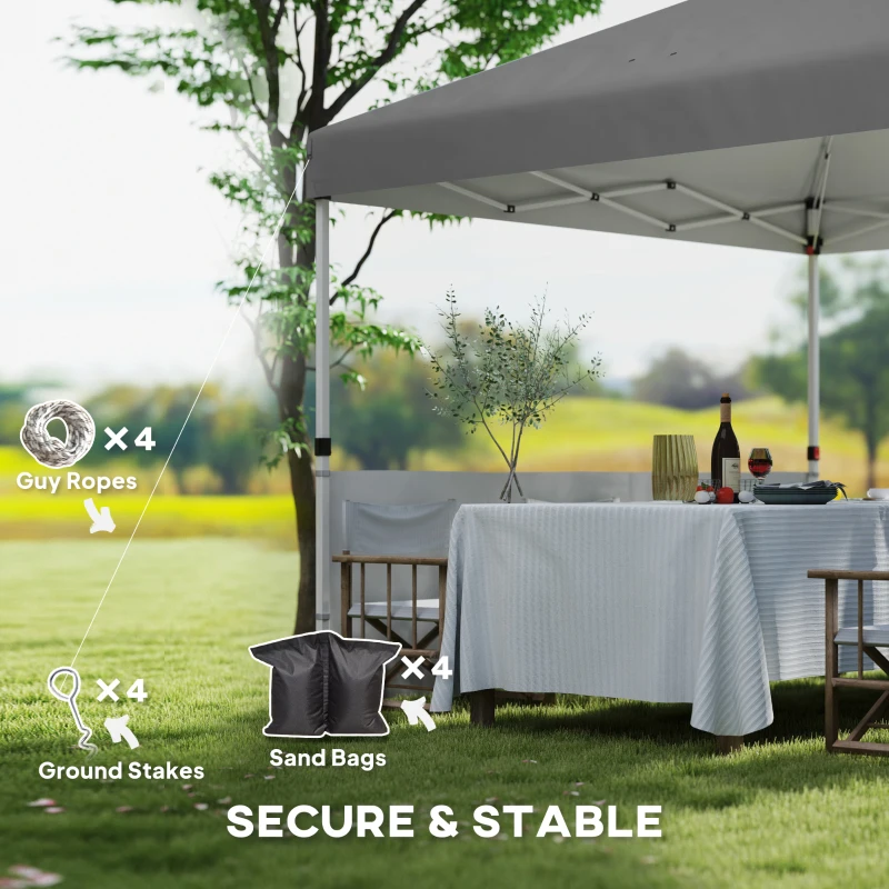Outsunny 10' x 10' Pop Up Canopy Tent with 2 Half Sidewalls, UV50+ Height Adjustable Instant Sun Shelter, Dark Grey