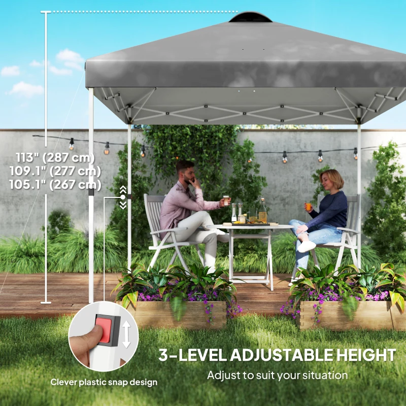 Outsunny 10' x 10' Pop Up Canopy Tent with 2 Half Sidewalls, UV50+ Height Adjustable Instant Sun Shelter, Dark Grey