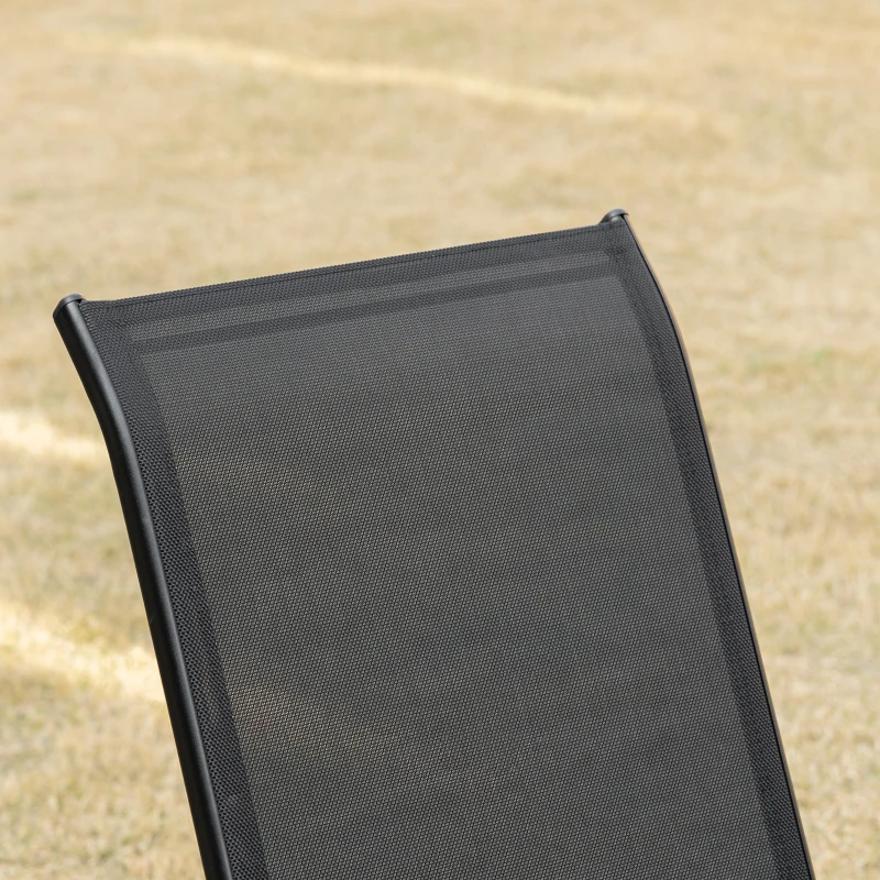 Outsunny 4-Piece Outdoor Dining Chair for Relaxing on Patio Balcony Garden, Comfortable Outdoor Furniture with Armrests, Black