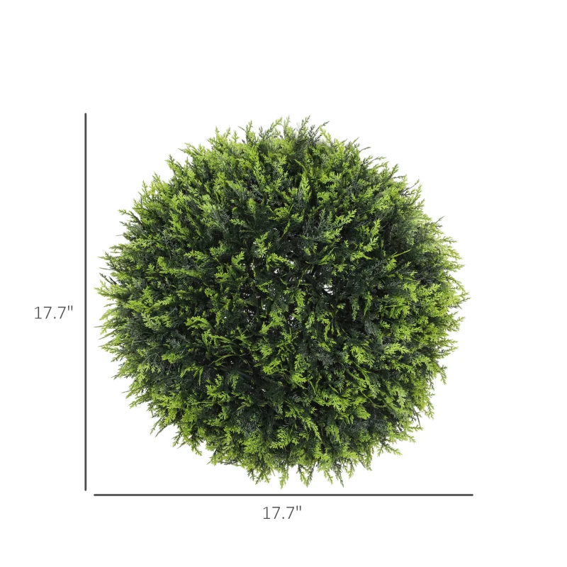 HOMCOM 2 Pack Artificial Plant Cedar Topiary Balls, 17.7 Inch