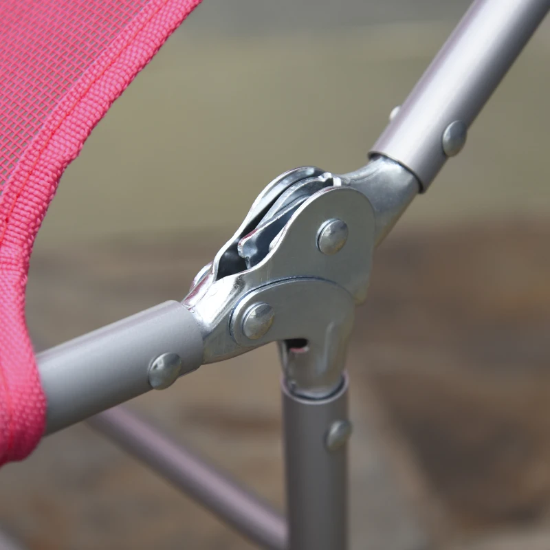 Outsunny Outdoor Lounge Chair, Portable Reclining Seat, Folding Chaise Lounge, Tanning Chair Bed with Pillow, Pink