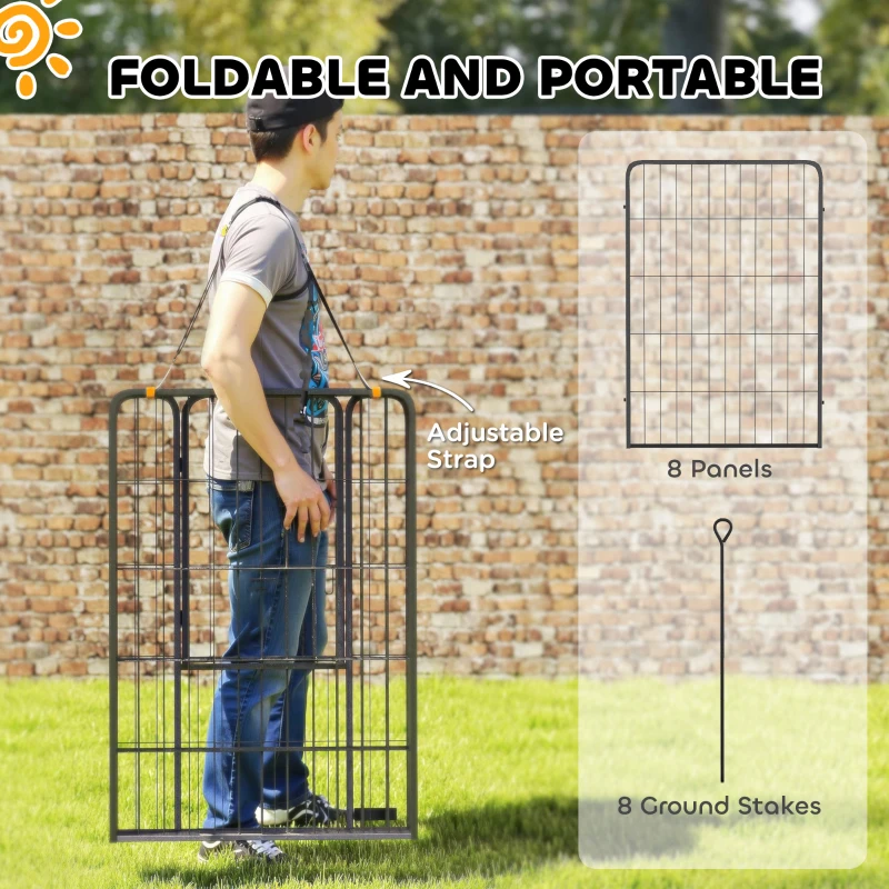 PawHut 39" Dog Playpen Indoor Outdoor, Portable Foldable 8 Panels Pet Playpen with Door & Strap for Large Dogs