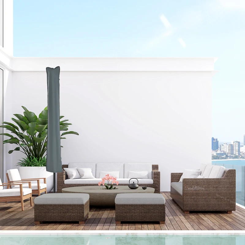 Outsunny Parasol Cover, Patio Cantilever Cover, Banana Umbrella Cover with Zipper, Grey