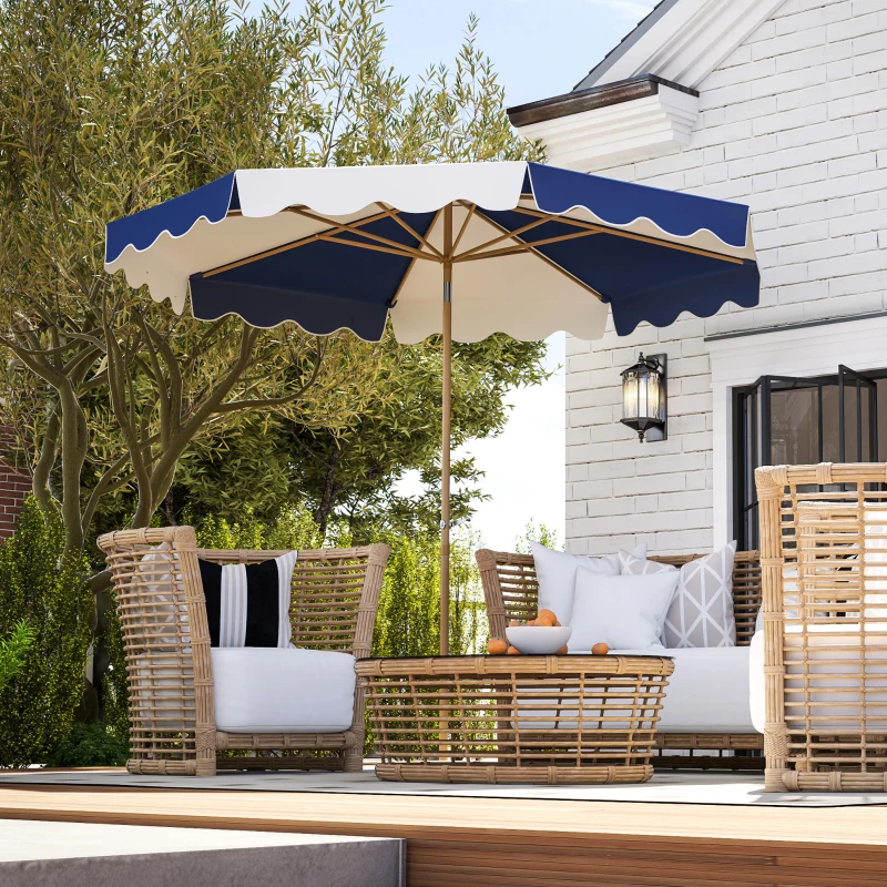 Outsunny 9FT Patio Umbrella with 8 Ribs, Crank & Tilt, UPF 50+ for Garden, Deck, Poolside, Mixed Colour