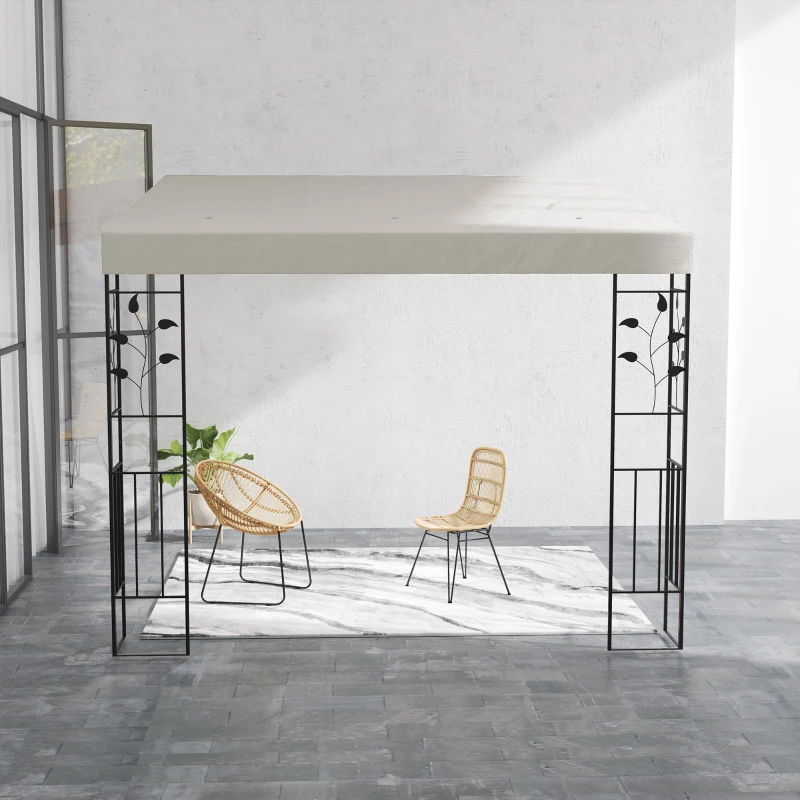 Outsunny 10' x 10' Outdoor Pergola Canopy, Metal Patio Canopy with Drainage Holes for Backyard, Garden, Cream White