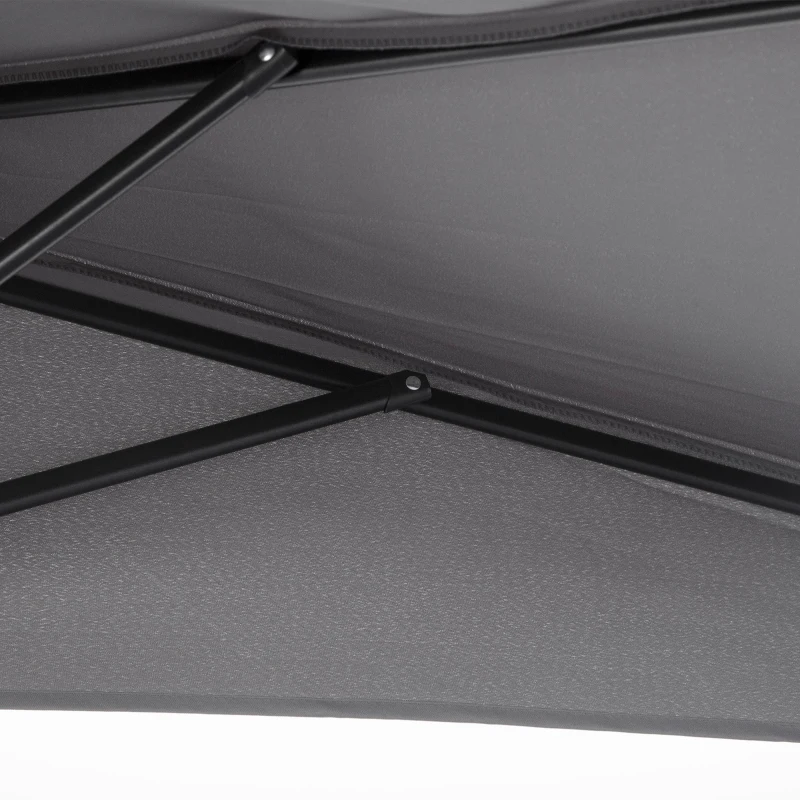 Outsunny 9.8ft Half Umbrella Semi Round Patio Parasol with Crank Handle, Top Vent for Garden, Balcony- NO BASE INCLUDED, Grey