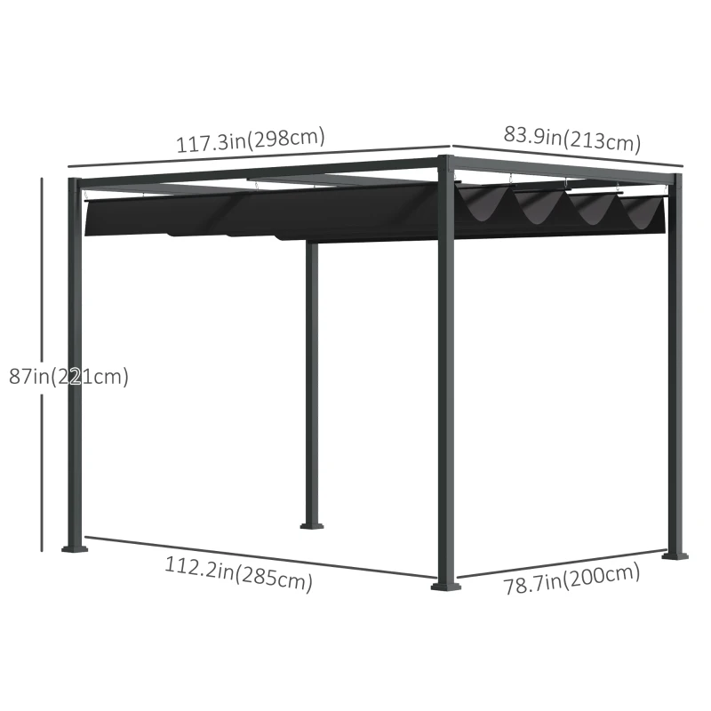 Outsunny Pergola Shade 10x7 Patio Canopy, Elegant Modern Outdoor Shelter for Home Yard, Black