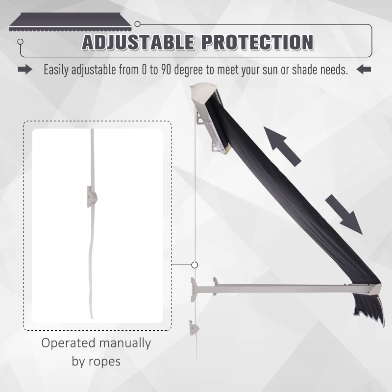 Outsunny 4' x 2.3' Retractable Window Door Awning Patio Canopy Outdoor Sun Shade Shelter Dark Grey