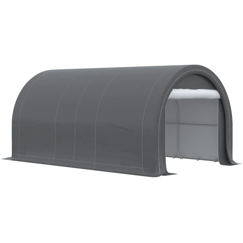 Outsunny 10' x 16' Heavy Duty Portable Carport Tent with Zippered Door, PE Cover for Car, Boat, Motorcycle, Bike, Grey