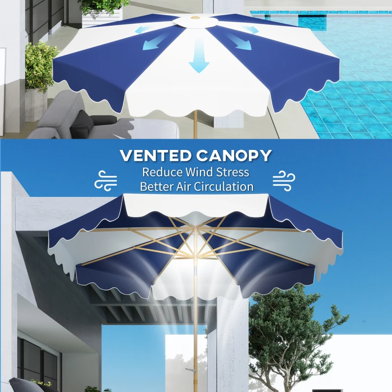 Outsunny 9FT Patio Umbrella with 8 Ribs, Crank & Tilt, UPF 50+ for Garden, Deck, Poolside, Mixed Colour