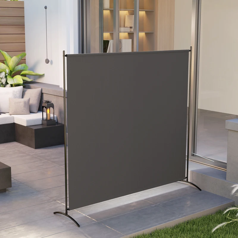 Outsunny Single Panel Room Divider, UV30+ Privacy Screen, Indoor Outdoor Privacy Panel with Stable Base, Dark Grey