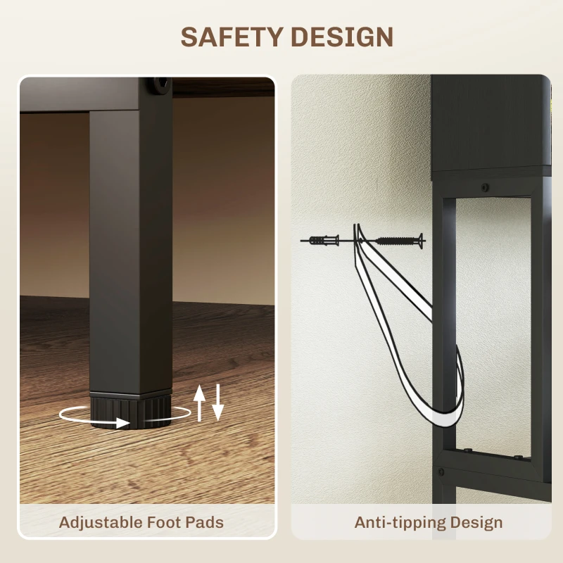 HOMCOM Baker's Rack with Power Outlet and Storage Shelves, Microwave Stand with Louvred Door Cabinets, Black