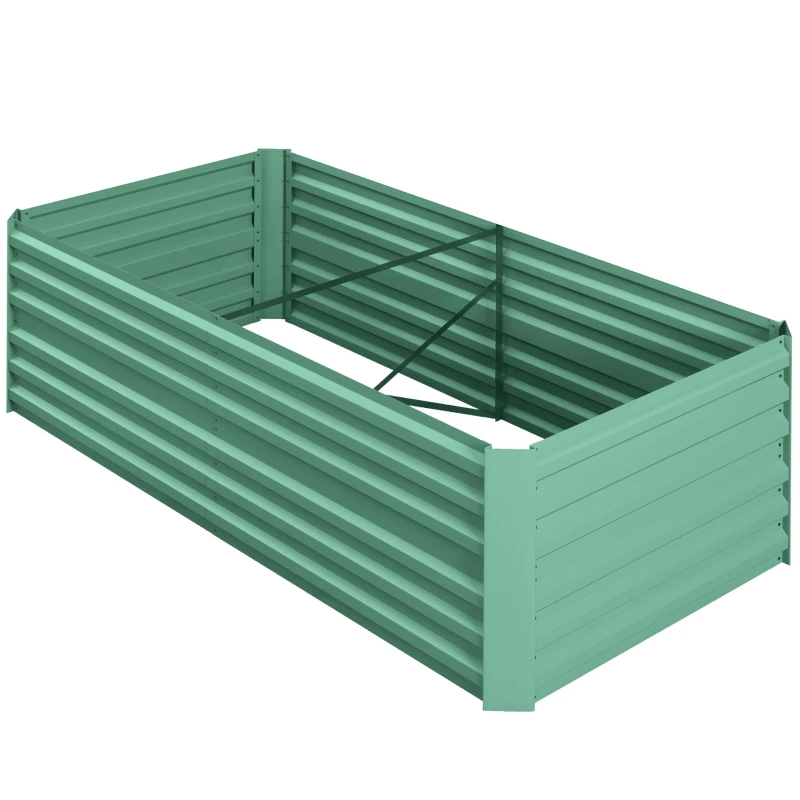 Outsunny Galvanized Raised Garden Bed, Steel Outdoor Planters with Reinforced Rods, 71" x 35" x 23", Light Green