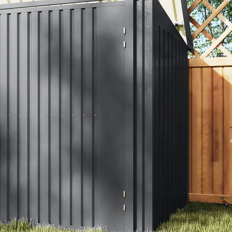 Outsunny 7.6 x 3.4ft Outdoor Storage Shed, Triple Garbage Bin Shed Organizer with Lockable Double Doors and Openable Lid