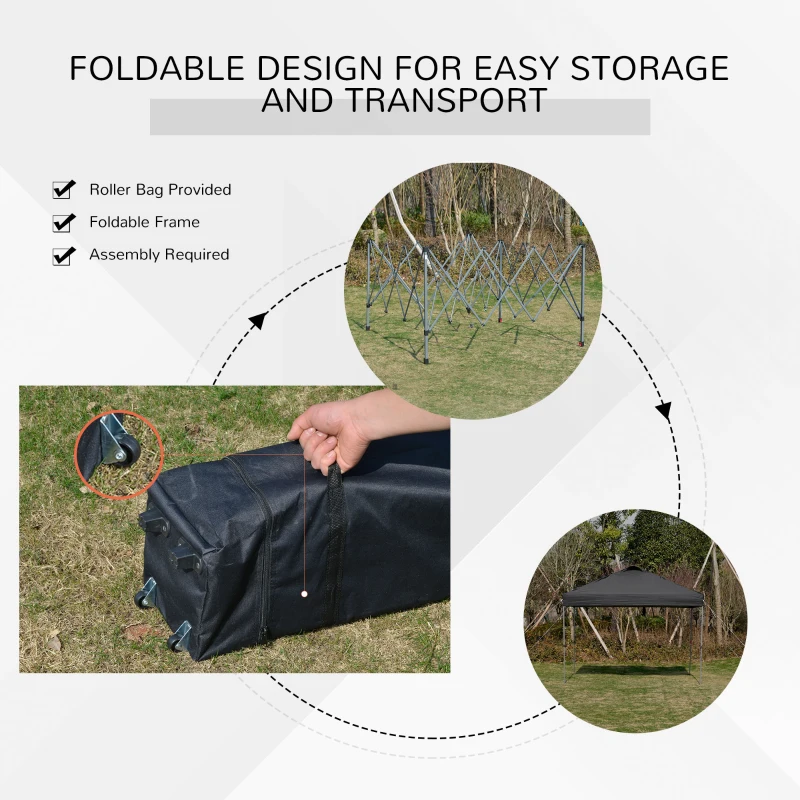 Outsunny 10' x 10' Pop Up Canopy Tent with Airy Top Vents and Wheeled Carry Bag for Outdoor, Garden, Patio, Black