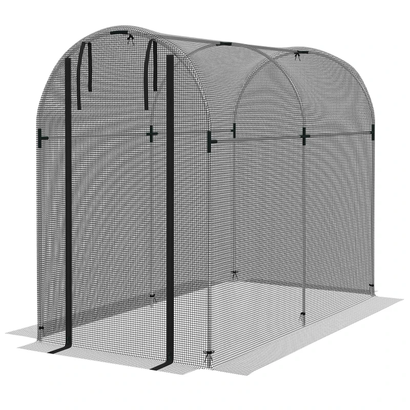 Outsunny Galvanized Steel Crop Cage, Plant Protection Tent with Zippered Door, 4' x 8', Black