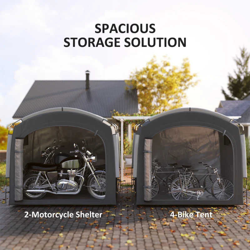 Outsunny Bike Storage Shed Tent, Portable and Waterproof with 210D Oxford Fabric and Carry Bag for 3-4 Bicycles, Dark Gray