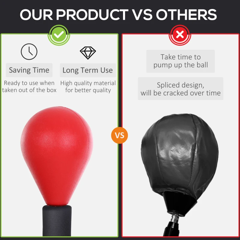 Soozier Adjustable Height Free Standing Boxing Bag Set with 6 Suction Cups and Boxing Gloves, for Exercise Training