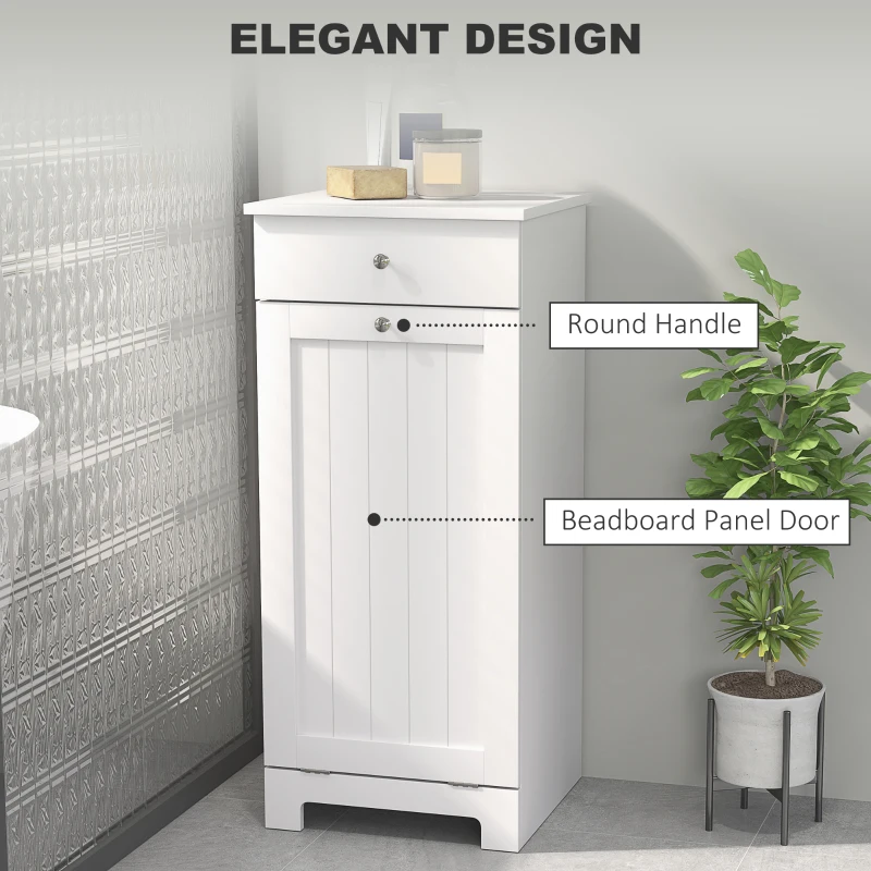 HOMCOM Laundry Hamper Cabinet, Laundry Cabinet with Tilt Out Laundry Basket and Drawer, White
