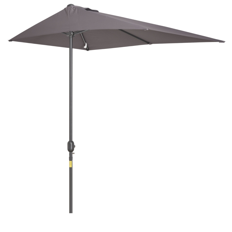 Outsunny 8ft Half Round Umbrella Outdoor Balcony Parasol Patio Garden Outdoor Window Sun Shade w/ 5 Ribs
